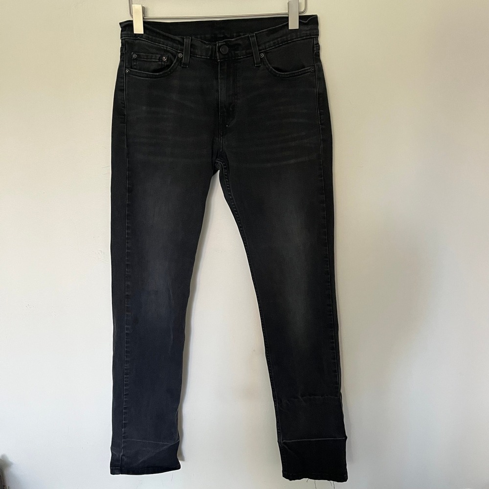 Levis 511 Slim Fit Jeans Faded Black Raw Hem 30x32 Mens Denim
